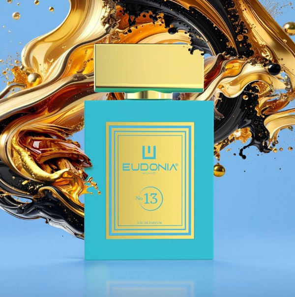 Flacone di profumo EUDONIA PROFUMI ELEGANCE TIFFANY di Elma Beauty Shop, elegante confezione in stile Tiffany e dettagli raffinati