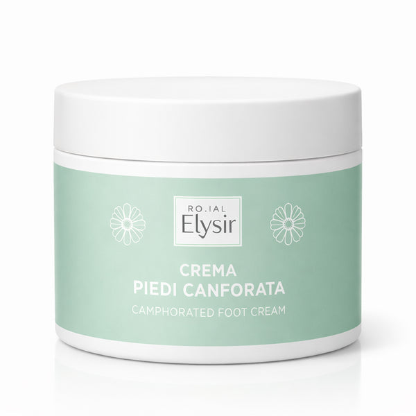 Crema piedi canforata RO.IAL Elysir di Elma Beauty Shop in flacone da 500 ml, crema idratante e rinfrescante per i piedi