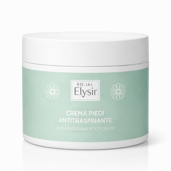 Crema piedi antitraspirante RO.IAL ELYSIR di Elma Beauty Shop, confezione da 500 ml, con tubo e etichetta.