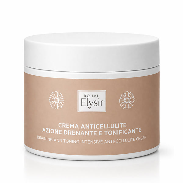 Crema anticellulite Ro.Ial Elysir di Elma Beauty Shop, 500 ml, con azione drenante e tonificante, visibile nel contenuto della bottiglia