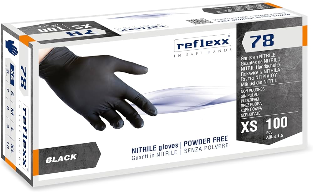 GUANTI IN NITRILE NERO 100 PZ - REFLEXX