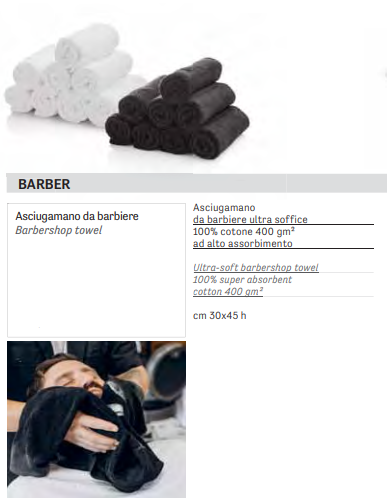 Asciugamano da barbiere nero Elma Beauty Shop, set da 6 pezzi, 30x45 cm, tessuto assorbente e morbido per uso professionale