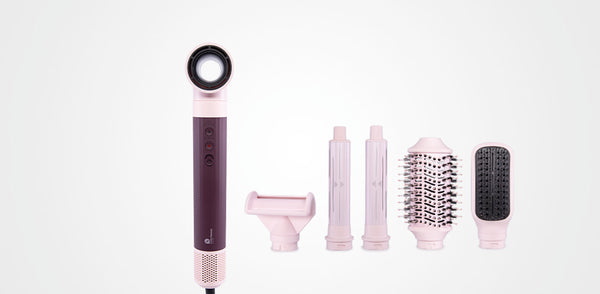 Asciugacapelli professionale MULTY DRY 6 in 1 di Elma Beauty Shop, vista frontale con display digitale e accessori inclusi