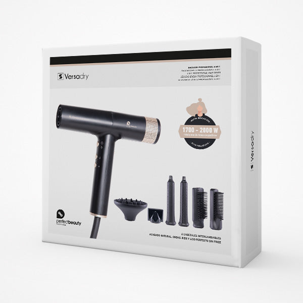 Asciugacapelli Elma Beauty Shop Perfect Beauty Phon Versadry 6 in 1 con diffusore e set di accessori.