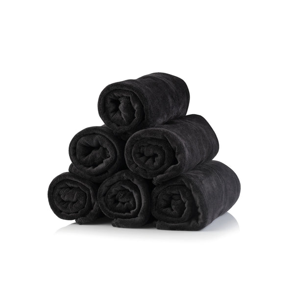 ASCIUGAMANO NERO IN MICROFIBRA 12 PZ 45X85 CM - Elma Beauty Shop