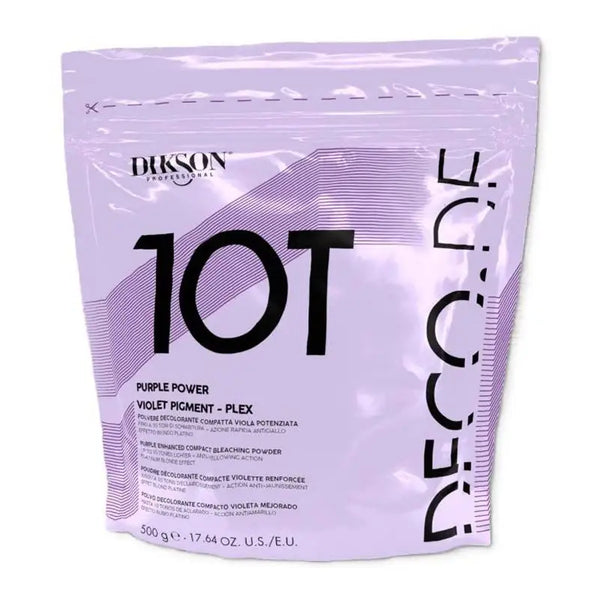 Decolorazione 10 toni viola Dikson ZIP, prodotto in confezione da 500 g, visibile in immagine con etichetta e contenitore.