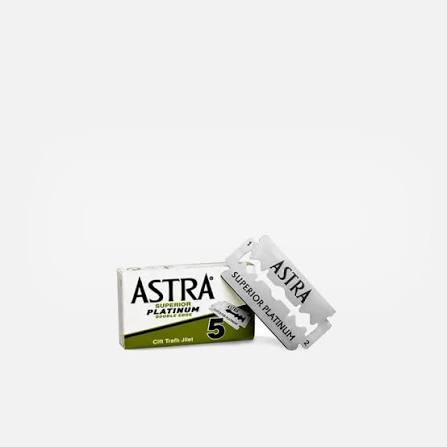 Lame Platinimum Astra Elma Beauty Shop, set di 5 lame per rasatura, con manici ergonomici e dettagli di precisione.