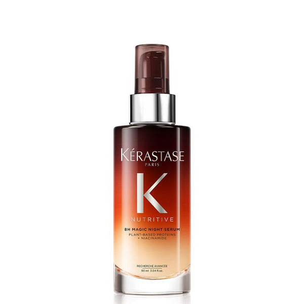 Siero notturno Kerastase Nutritive 8H Magic Night in bottiglia da 90 ml, con applicatore e etichetta visibile