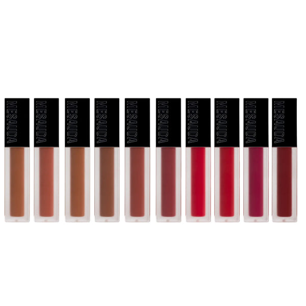 Rossetto liquido matte sublimatte di Mesauda, trucco no-transfer con finitura opaca e lunga durata, in confezione elegante.